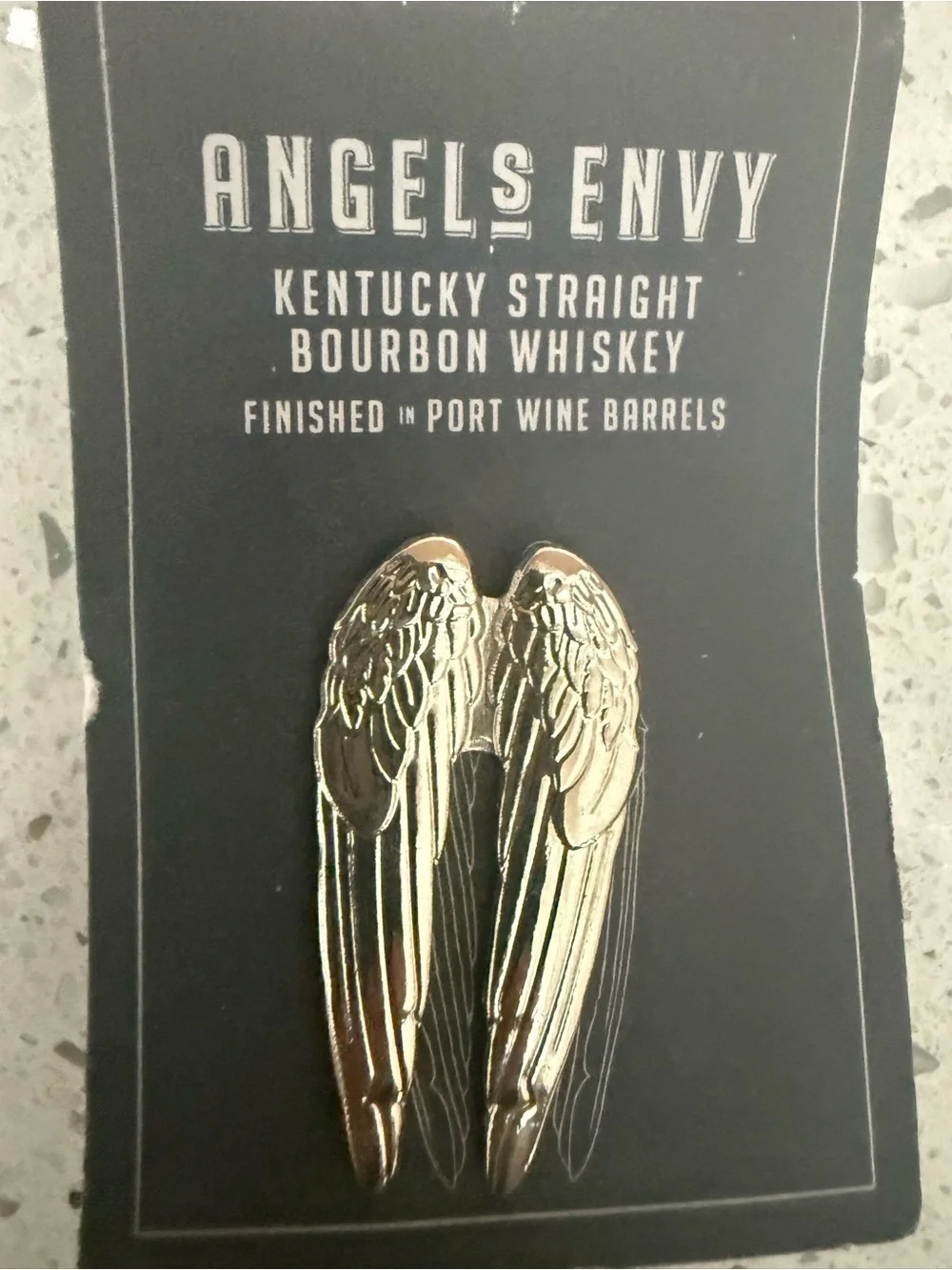 Angels Envy Kentucky Bourbon Silver Angel Wing Pin Brooch